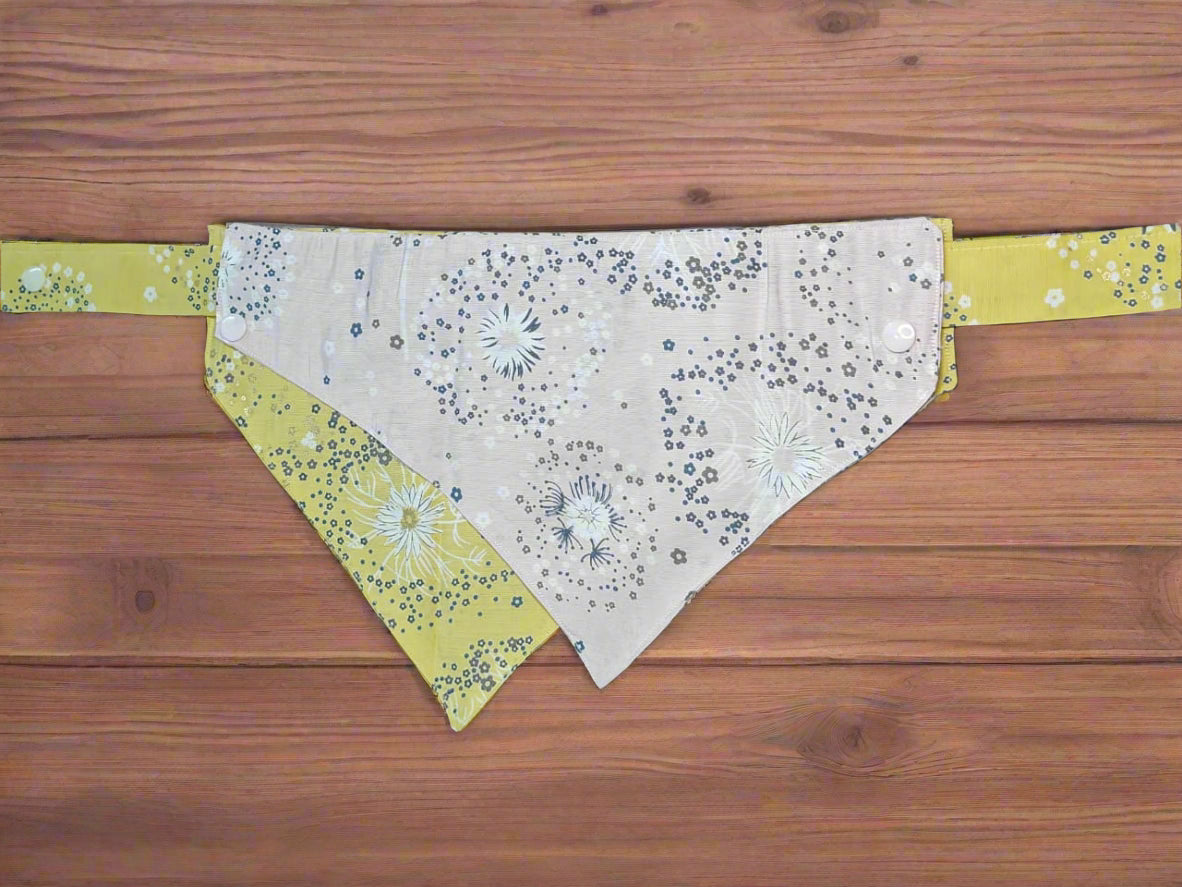 Two-Way Reversible Dog Bandana – Wear with Collar or Tie-up String