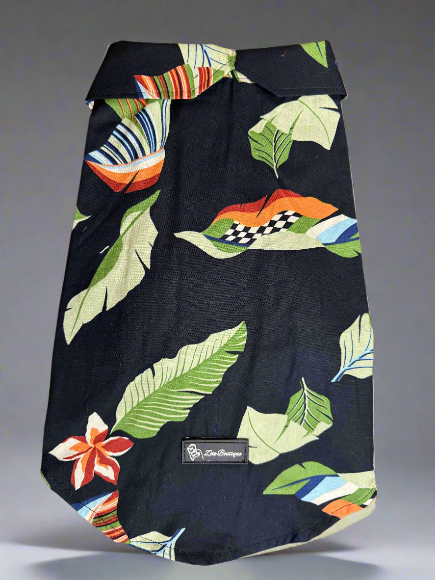 Tropical Paradise Dog Shirt – Black