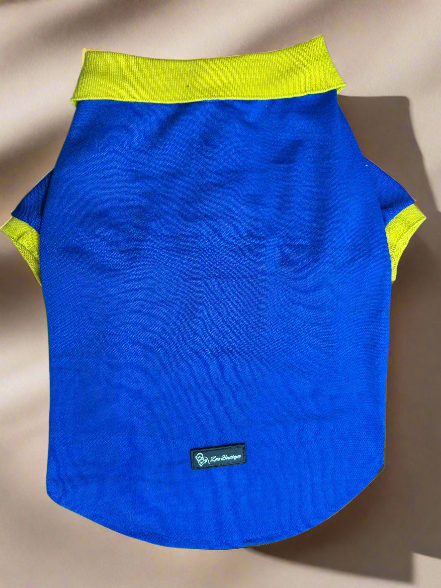 Vibrant Blue T-Shirt with Yellow Trim