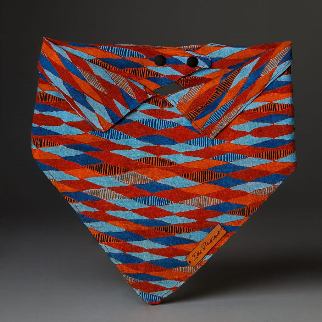 Geometric Print Dog Bandana with Shirt Collar