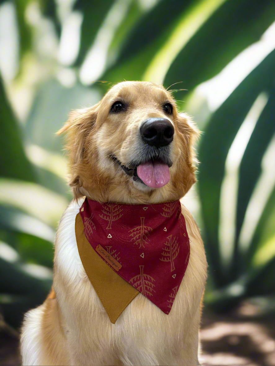 Two-Way Reversible Dog Bandana - Red and Brown