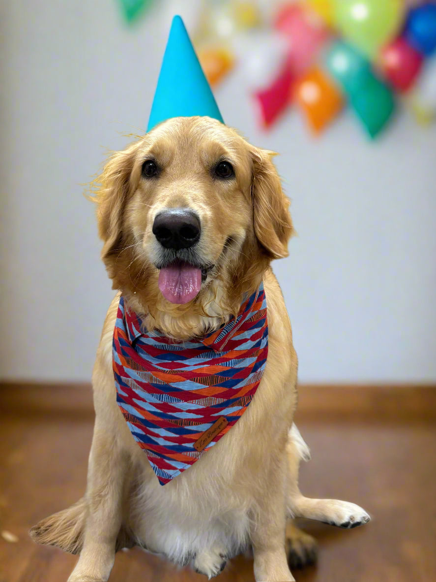 Geometric Print Dog Bandana with Shirt Collar