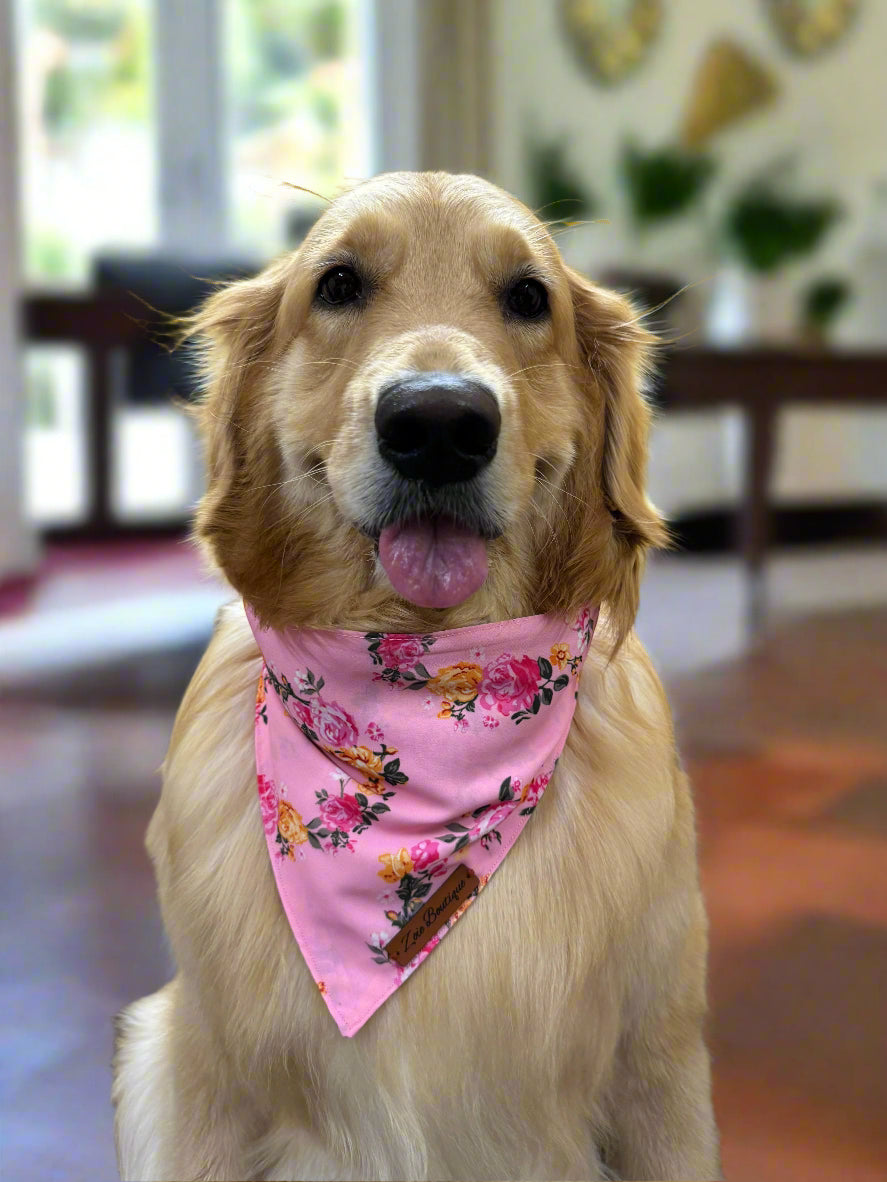 Floral Pink Tie-Knot Dog Bandana