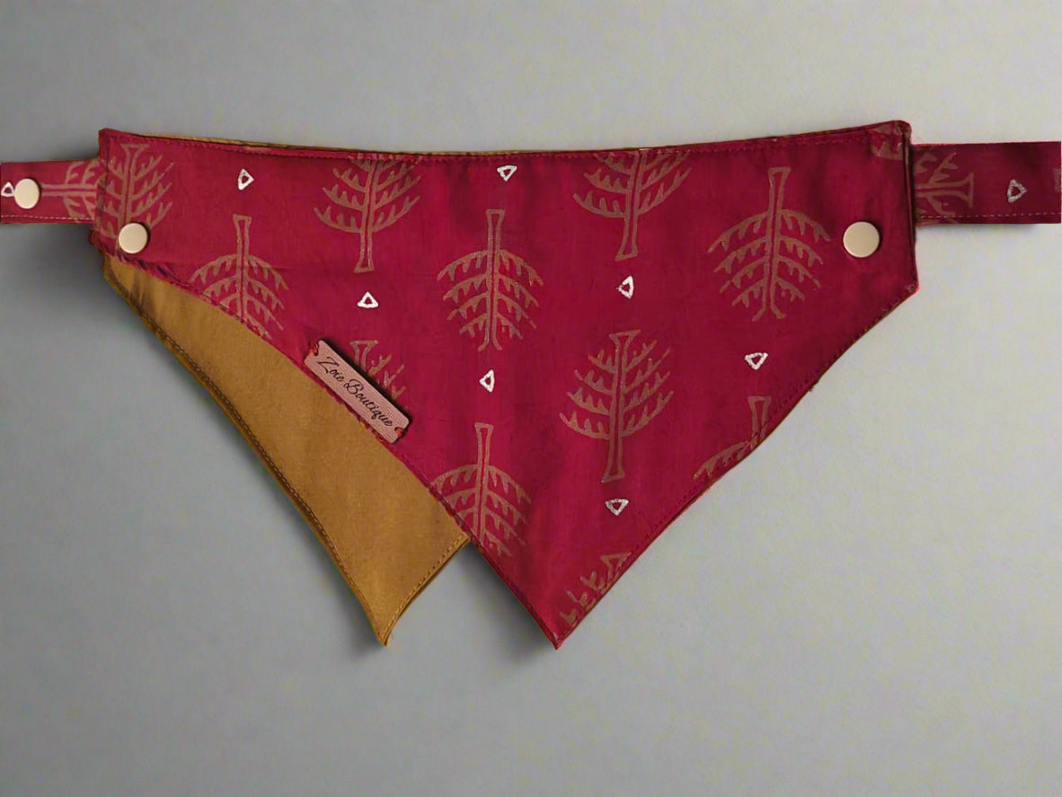 Two-Way Reversible Dog Bandana - Red and Brown