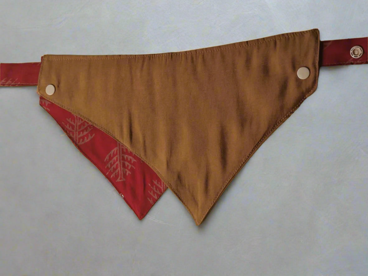 Two-Way Reversible Dog Bandana - Red and Brown