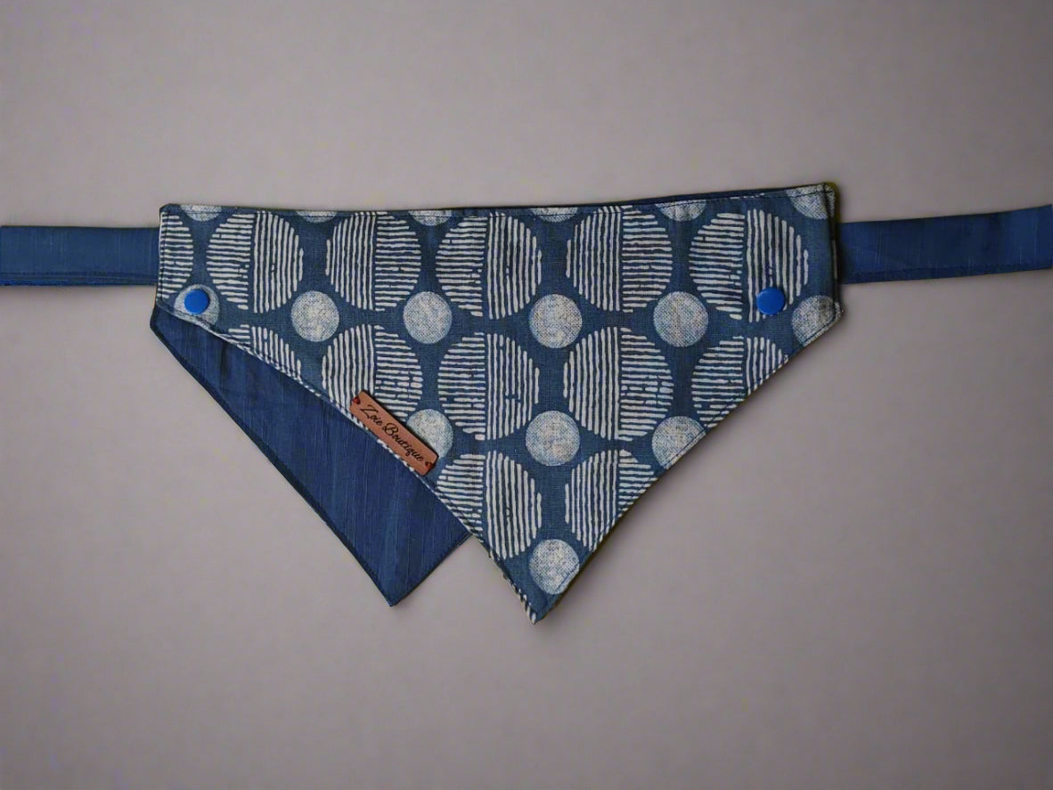 Two-Way Reversible Dog Bandana - Blue Geometric