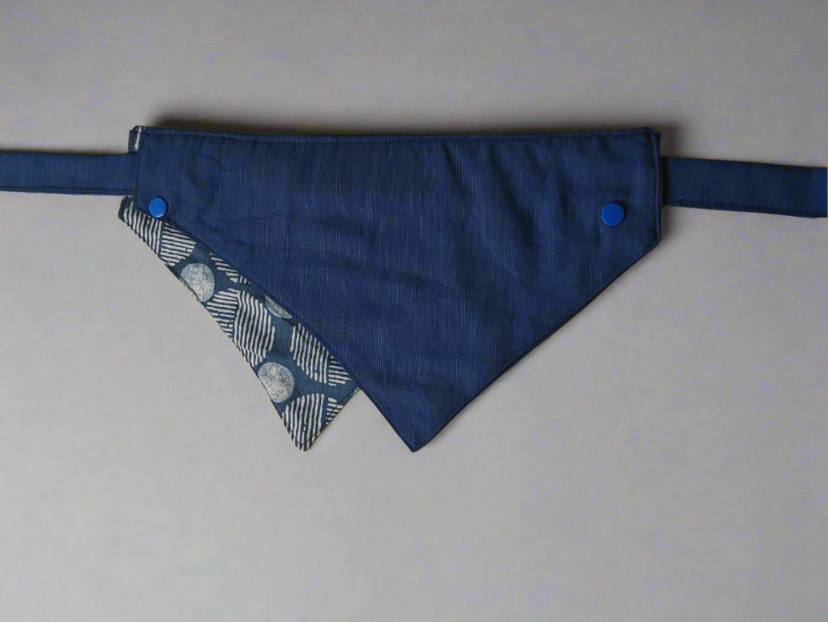 Two-Way Reversible Dog Bandana - Blue Geometric