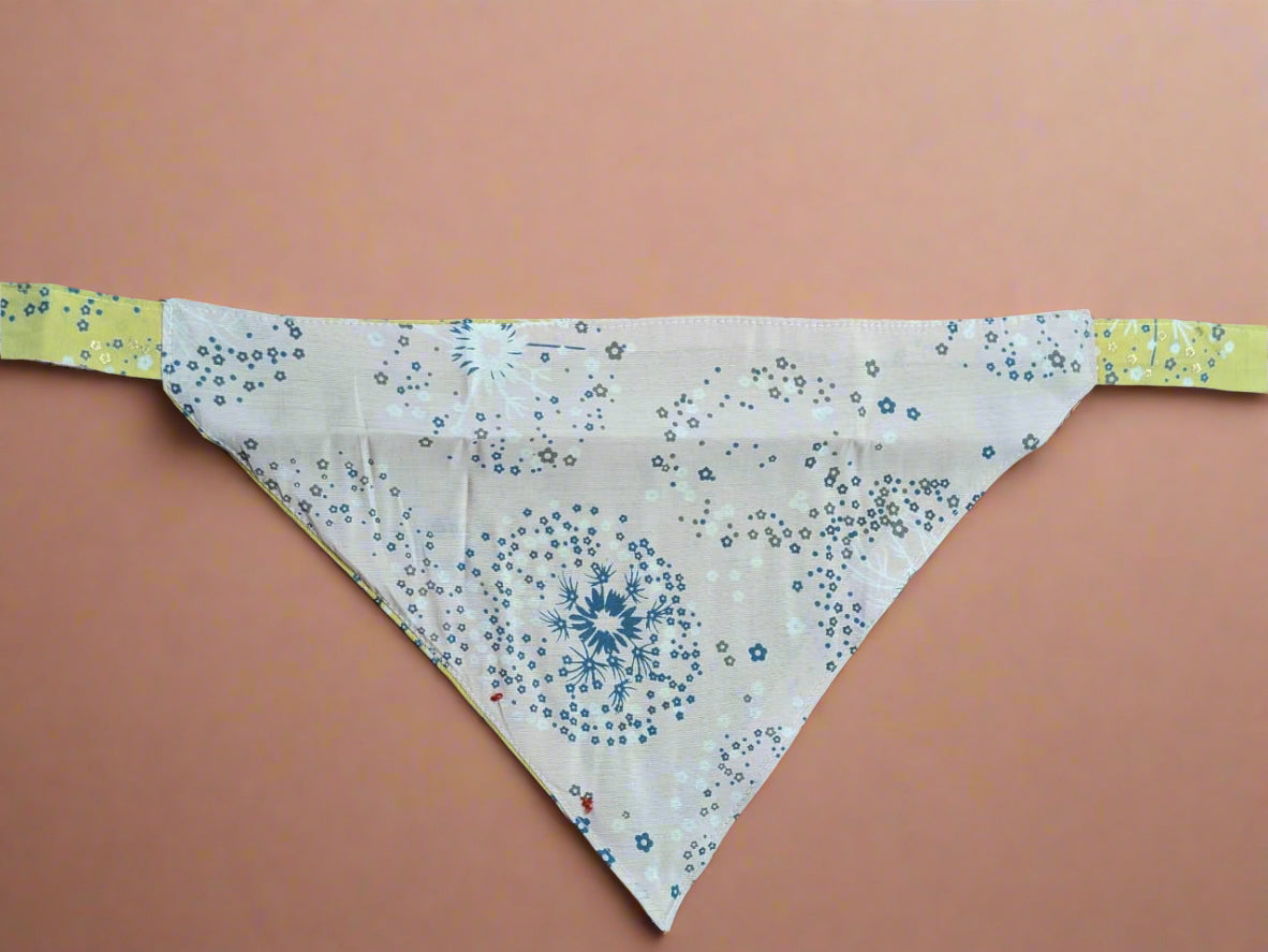 Reversible Dog Bandana with Dori / Tie Strings - Yellow and Pink
