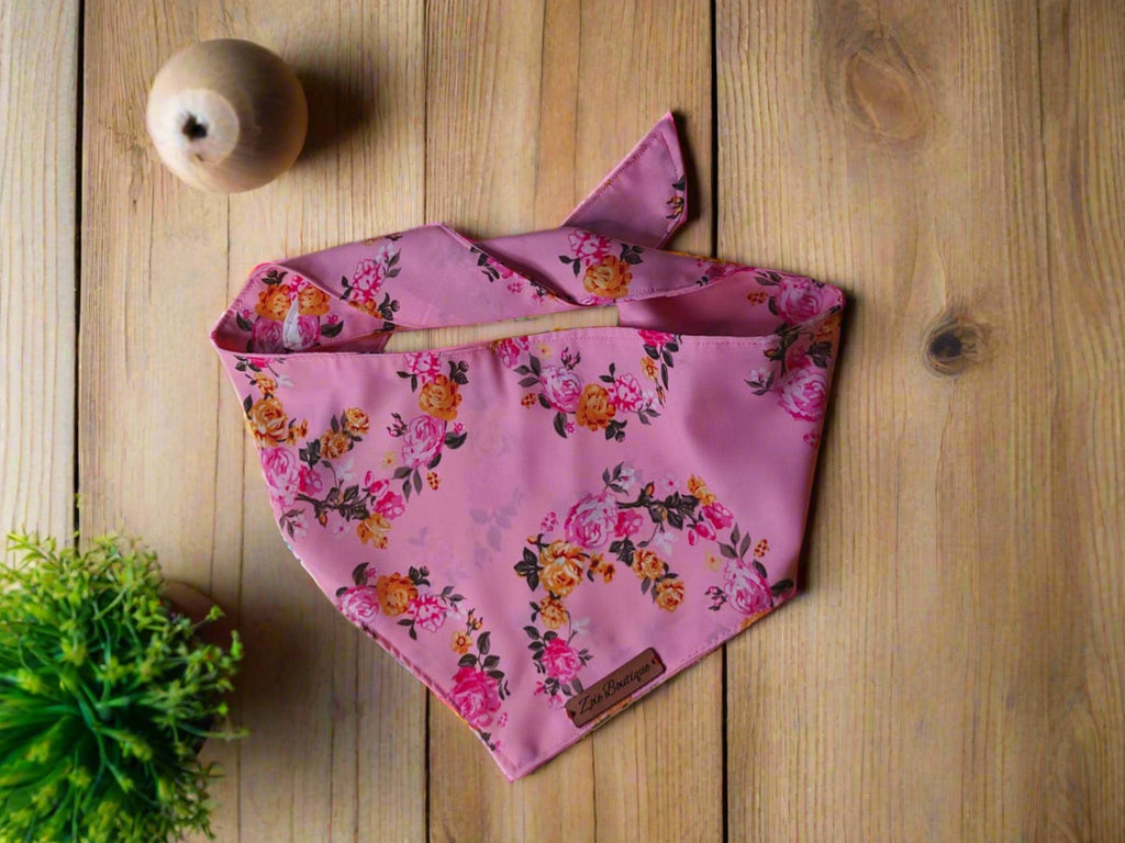 Floral Pink Tie-Knot Dog Bandana