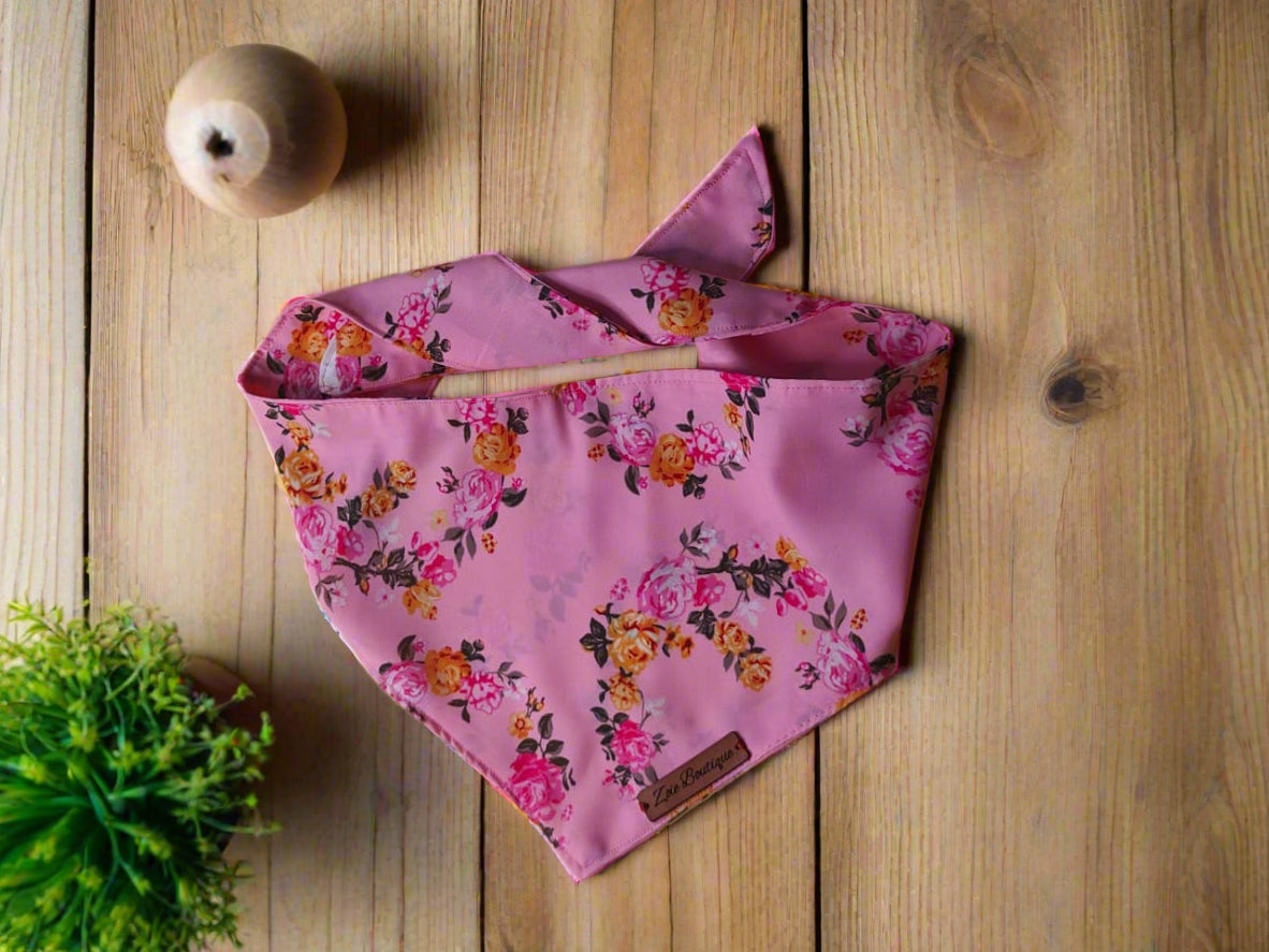 Floral Pink Tie-Knot Dog Bandana