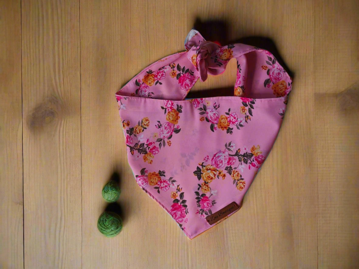 Floral Pink Tie-Knot Dog Bandana