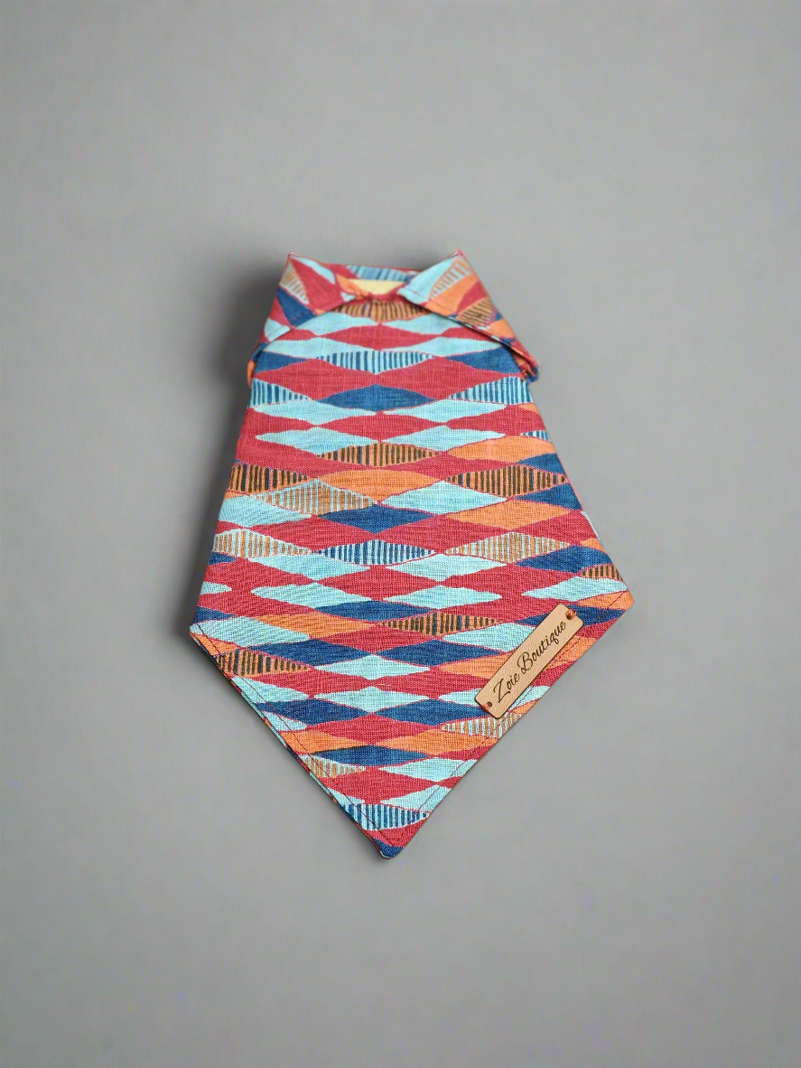 Colorful geometric patterned dog bandana 