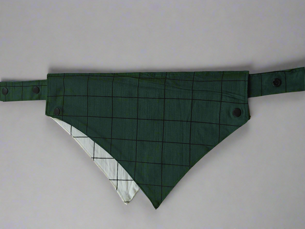 Green and White Checks Two Way Bandana