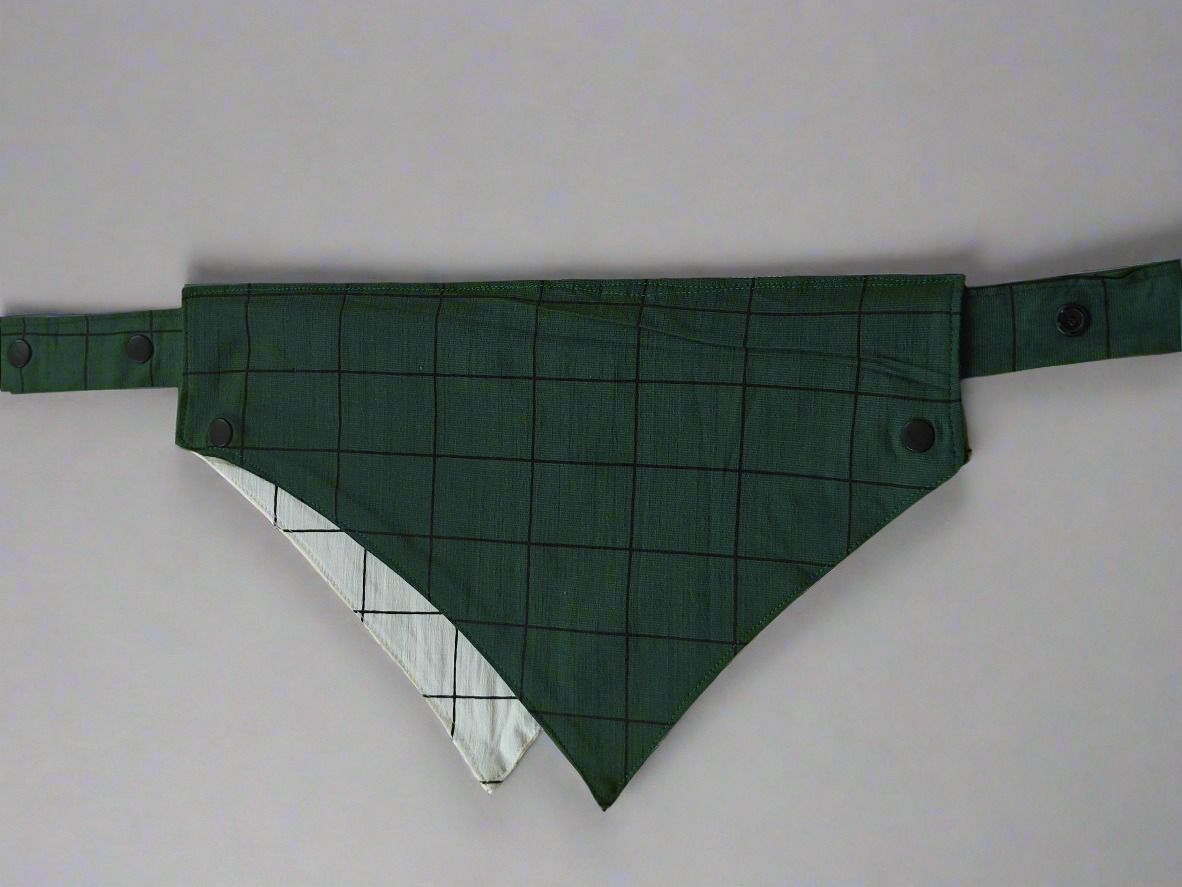 Green and White Checks Two Way Bandana