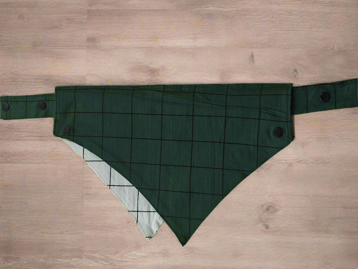 Green and White Checks Two Way Bandana