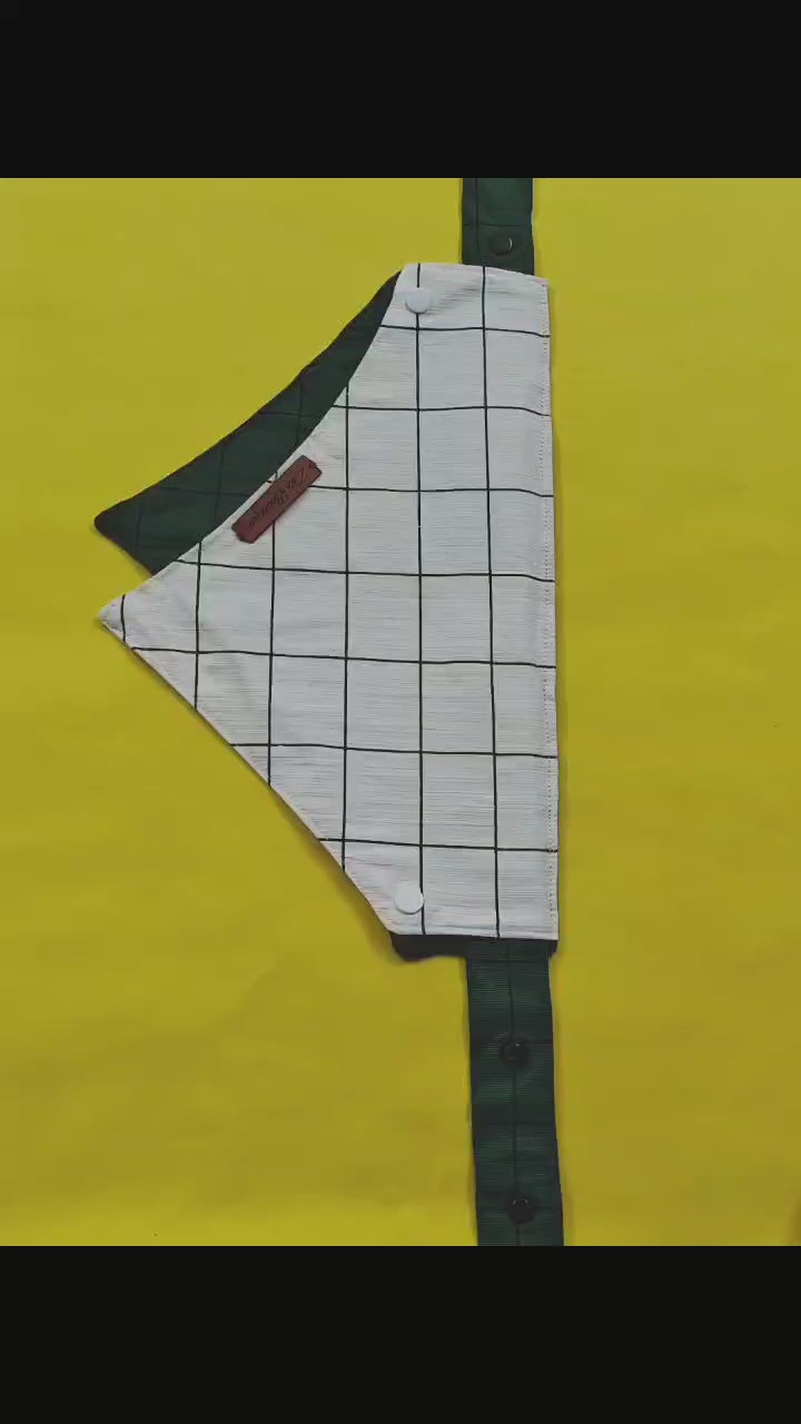 Green and White Checks Two Way Bandana